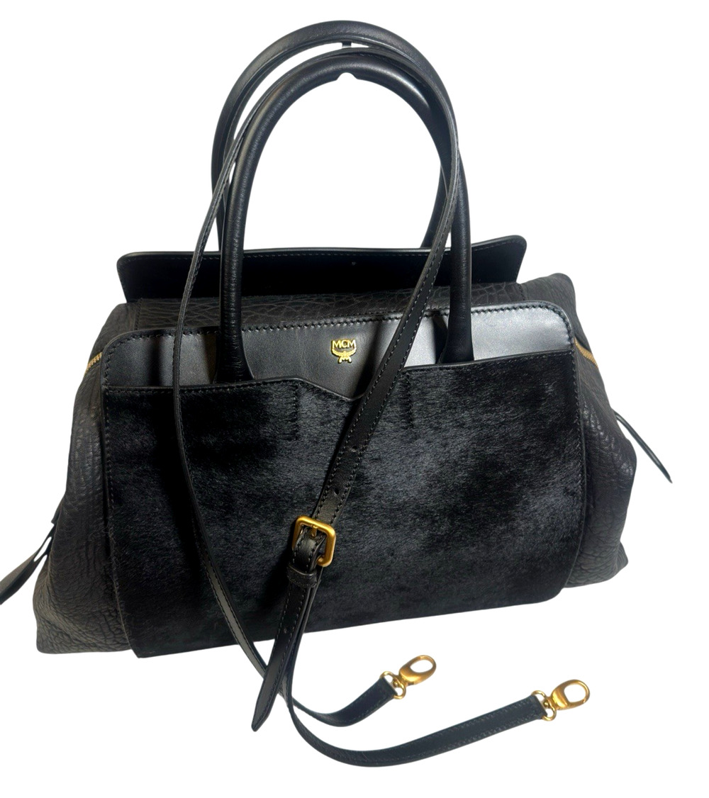 MCM Black Leather & Pony Hair shoulder Bag – Made in Italy – Excellent Condition